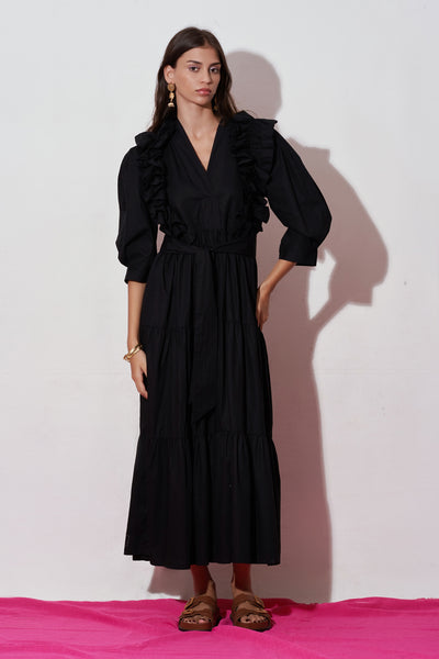 Nåd Chloe Black Ruffle Dress