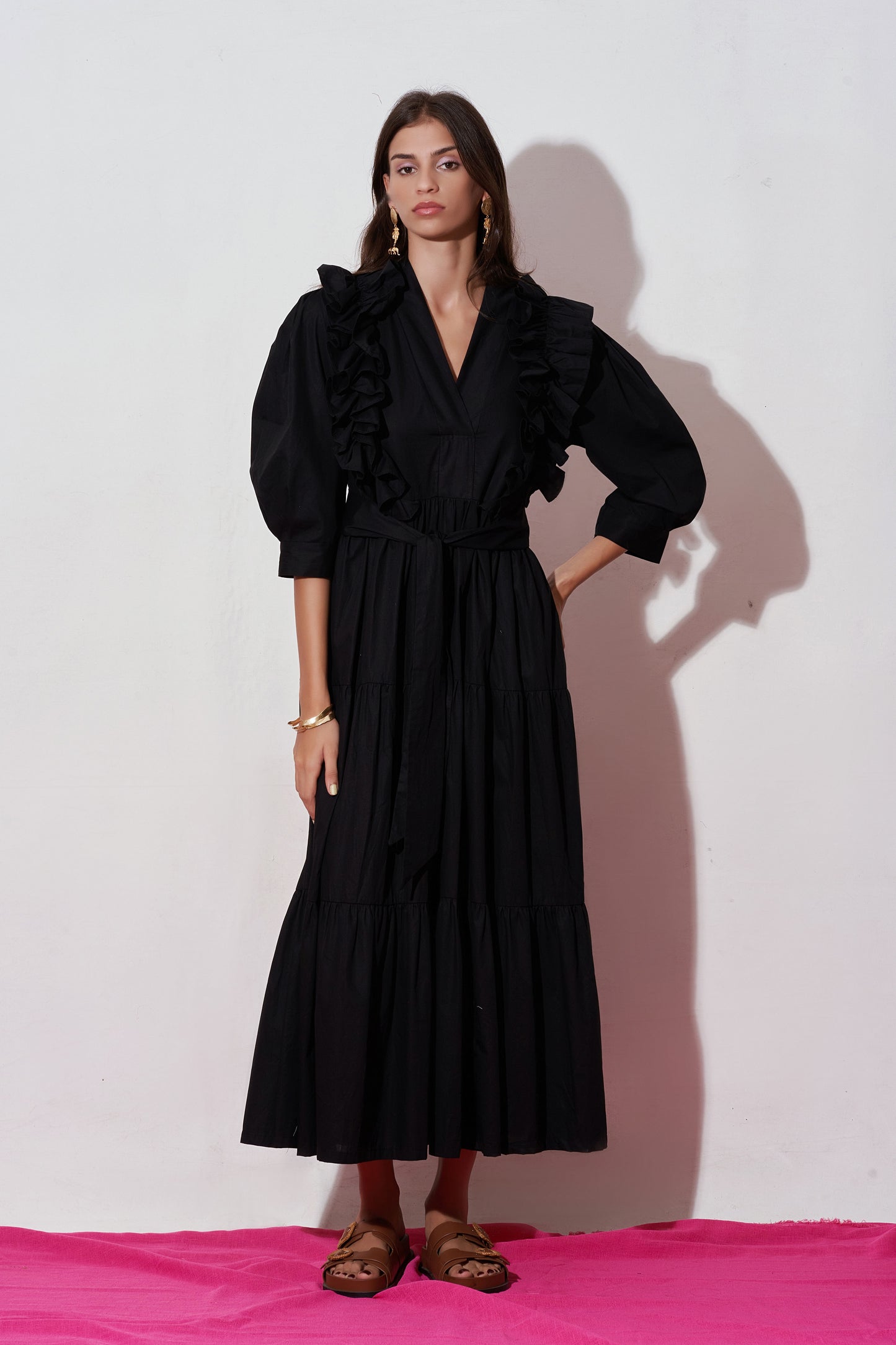 Nåd Chloe Black Ruffle Dress